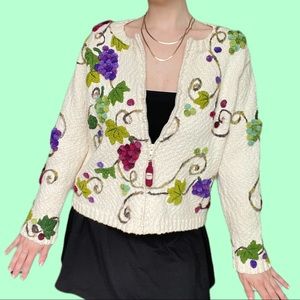 Vintage 90s cardigan vineyard grape sweater 🍇